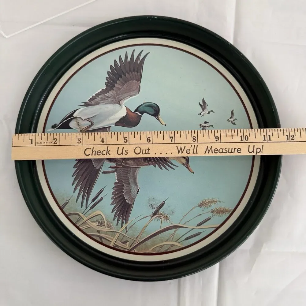 Vtg Avon Mallards in Flight Chesapeake Collection Metal Serving Tray Barware 12